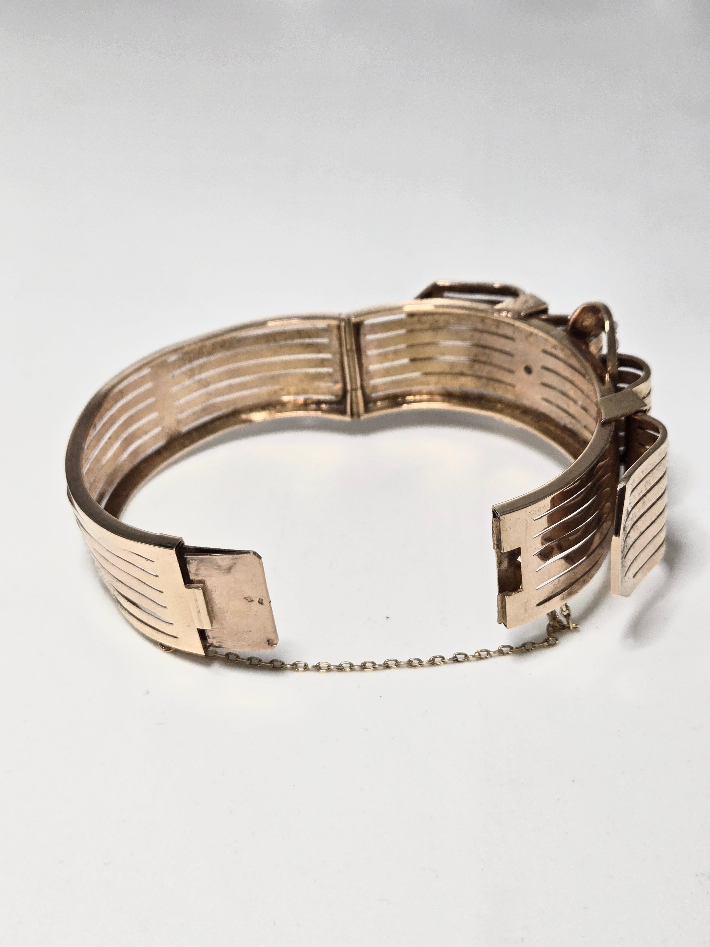 Bracelet napoléonien en or rouge et demi-perles fines