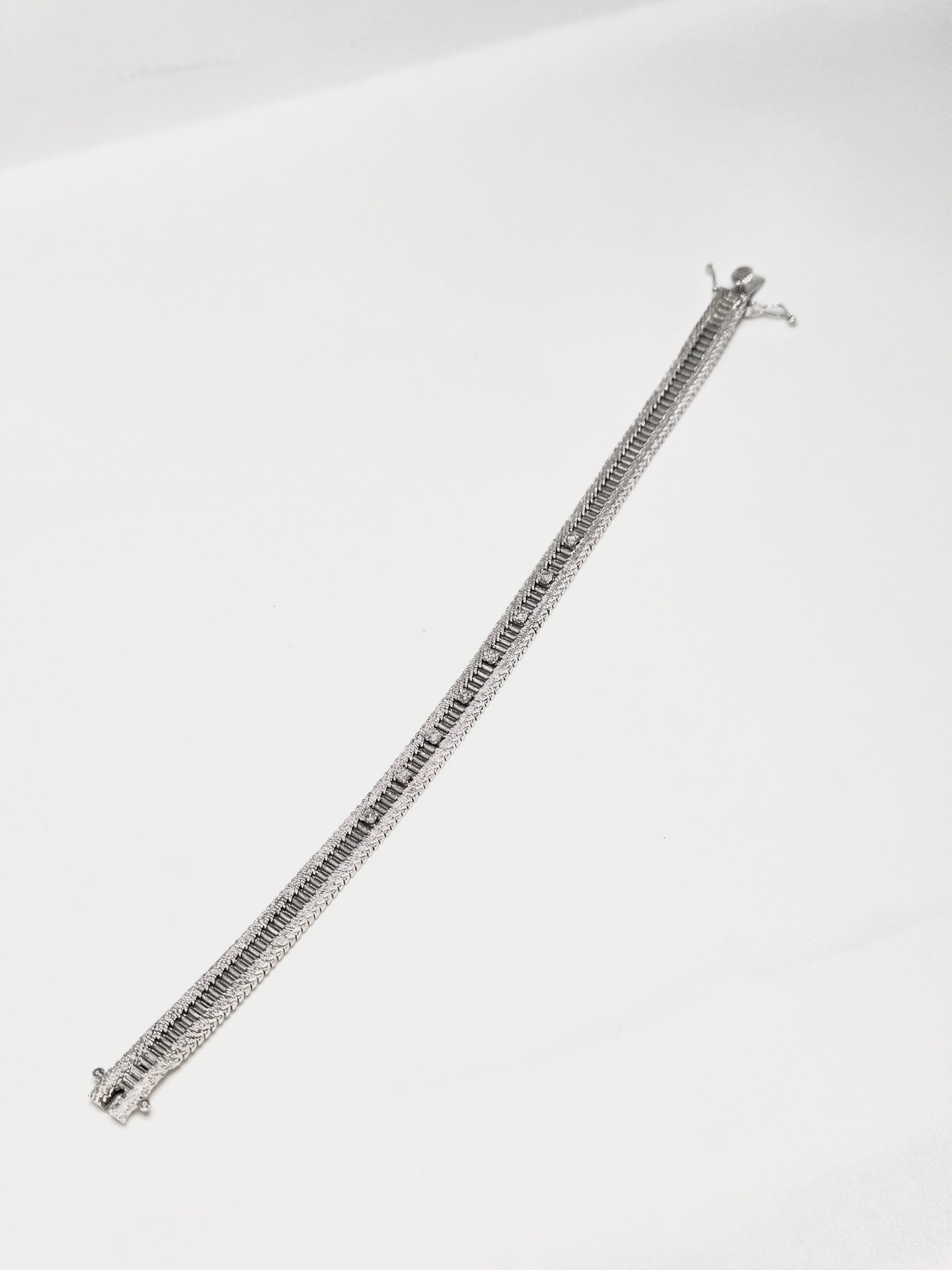Bracelet en or blanc 750 millièmes et diamants