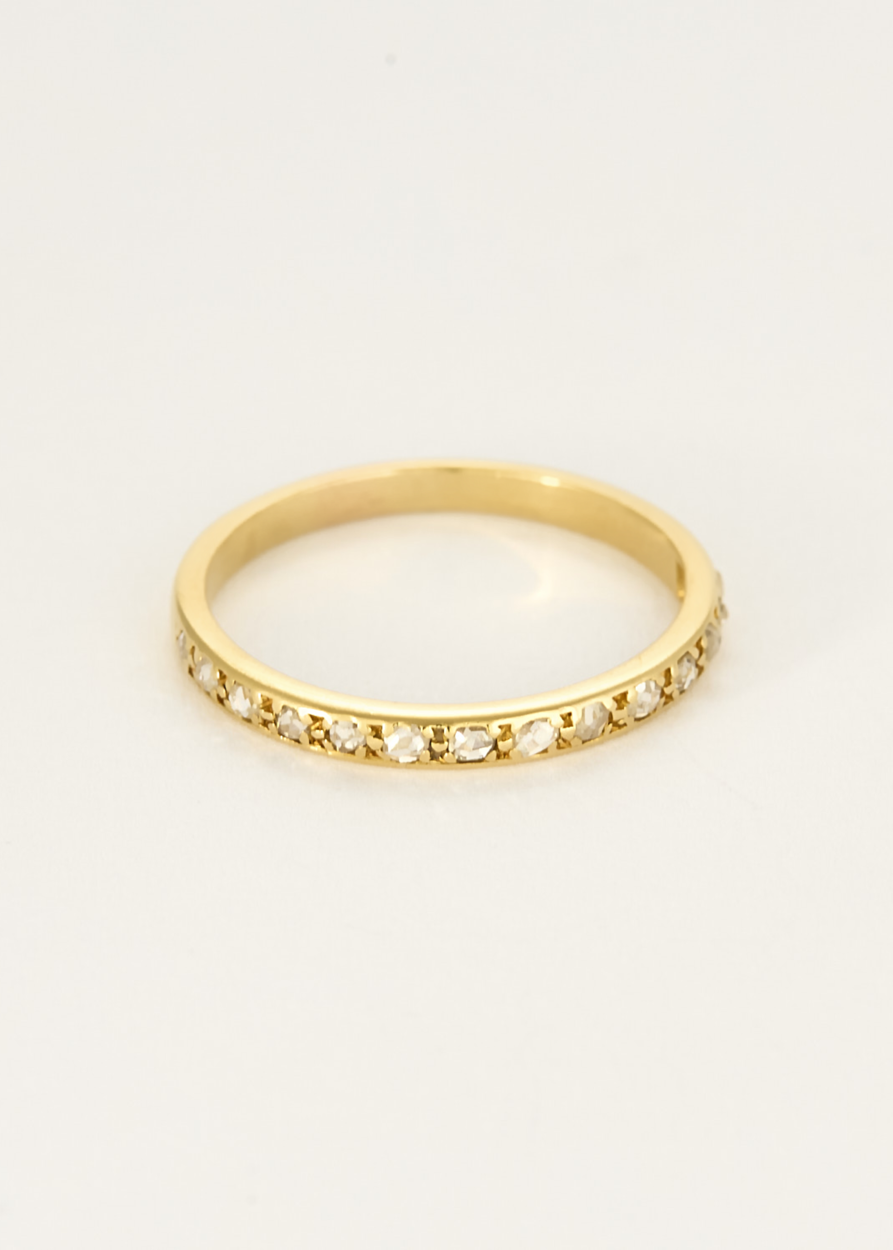 Bague demi-alliance américaine en or jaune 18k diamants taille rose