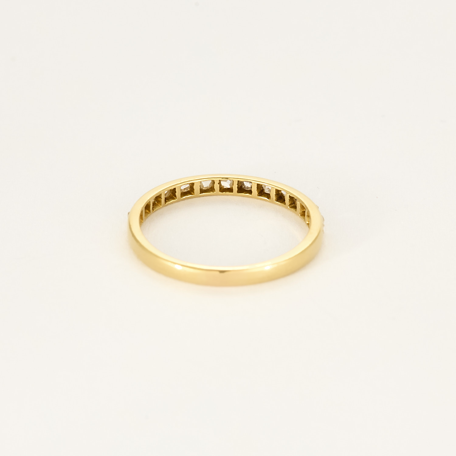 Bague demi-alliance américaine en or jaune 18k diamants taille rose