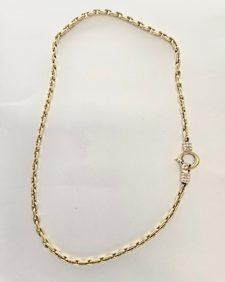 Chaîne forçat en or 750 avec fermoir bouée et godrons trois ors