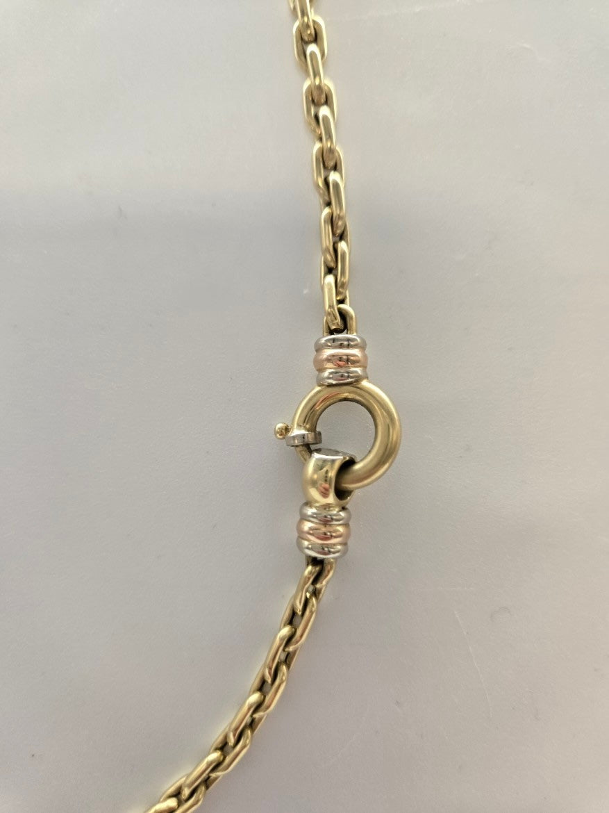 Chaîne forçat en or 750 avec fermoir bouée et godrons trois ors