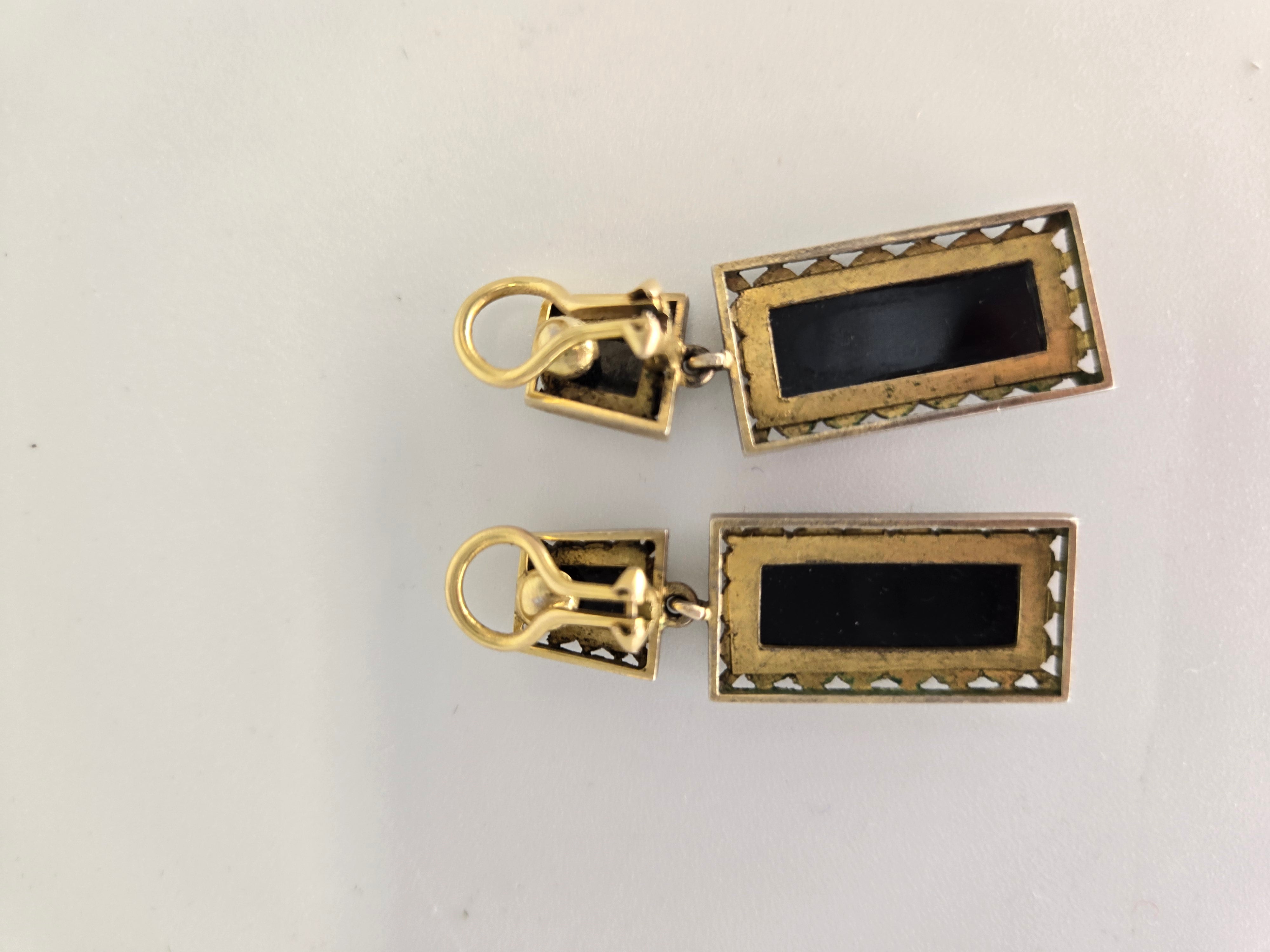 Clips d’oreilles Napoléon III avec camées sur onyx en laiton