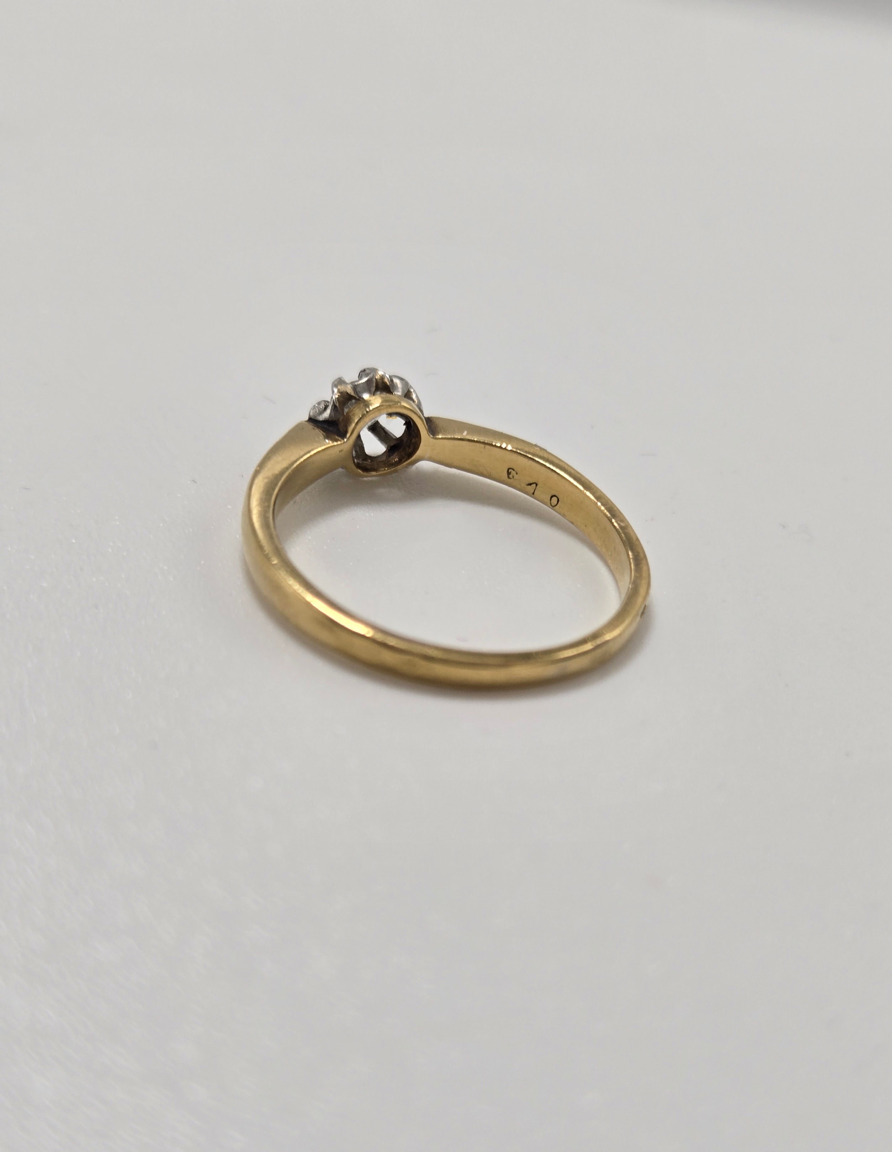 Bague en or 18k et or blanc diamant taille ancienne – bague ancienne élégante