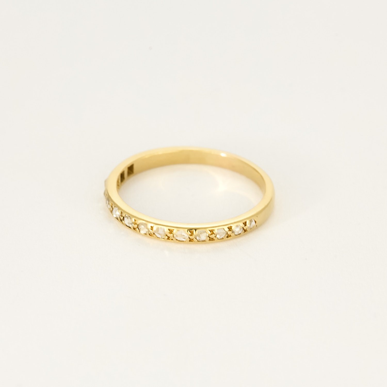Bague demi-alliance américaine en or jaune 18k diamants taille rose