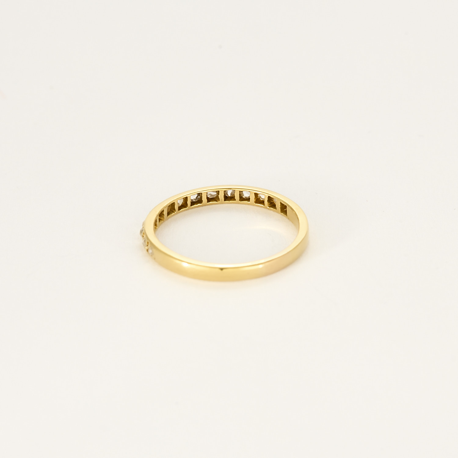Bague demi-alliance américaine en or jaune 18k diamants taille rose